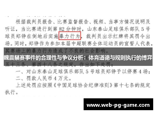 魏震禁赛事件的合理性与争议分析:体育道德与规则执行的博弈 魏震禁赛事件的合理性与争议分析:体育道德与规则执行的博弈